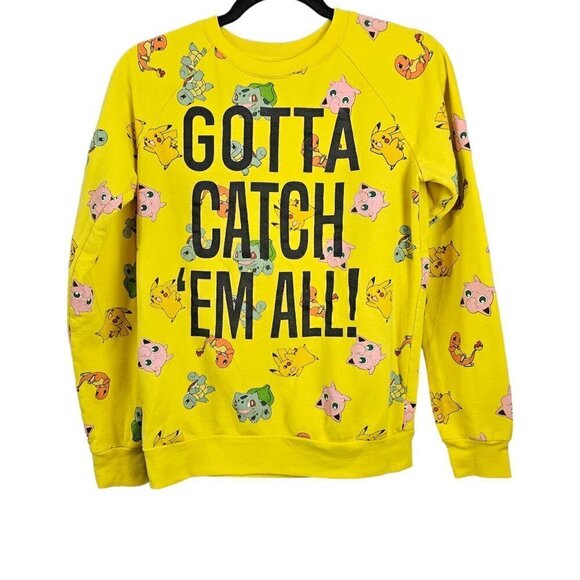 Pokemon Tops - 💥408 Pokemon Gotta Catch Them All Long Sleeve Shirt Yellow Sweatshirt